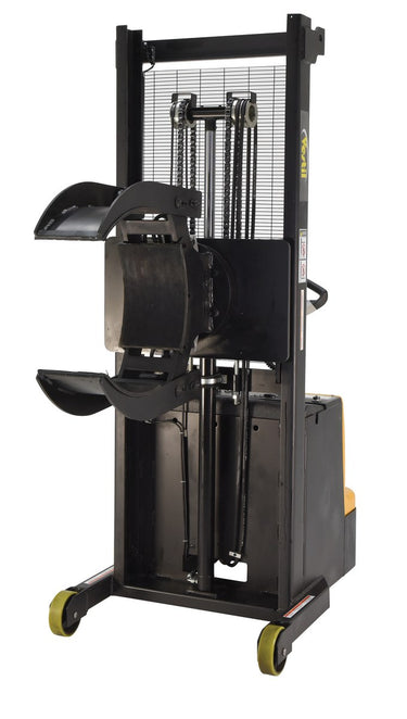 Steel Vertical Drum Gripper/Rotator Stacker 64 In. Dispensing Height 800 Lb. Capacity Black / Yellow